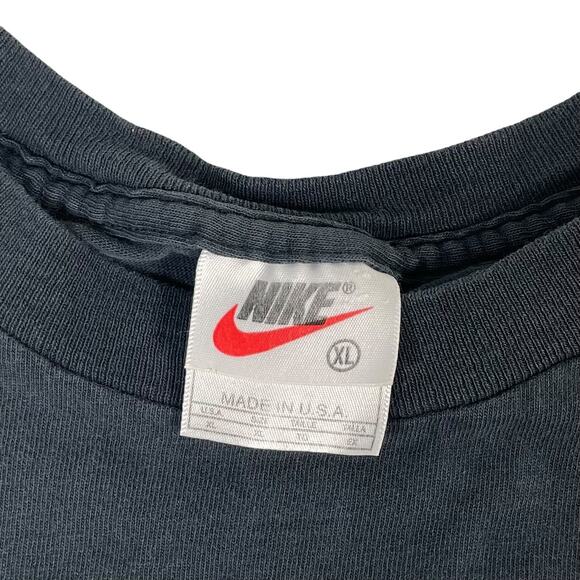 VTG 90s NIKE Mens XL Black Blue Logo Center Swoosh Faded Grunge USA - Picture 4 of 4